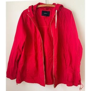FOREVER 21 PLUS Red Hooded Zip Up Lightweight Casual Jacket Women Size 2X